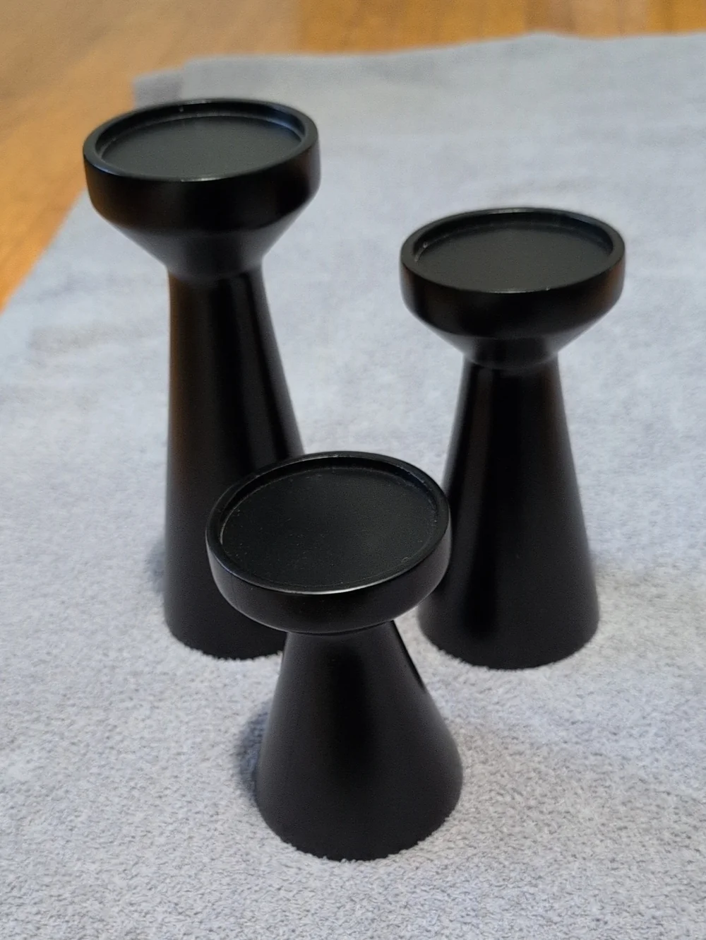 BirdRock Modern Black Flare Pedestal Candle Holders - Set of 3